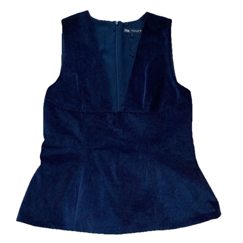 Zara Navy Blue Sleeveless Blouse